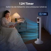 HOMCOM Turmventilator mit Fernbedienung, 96 cm Säulenventilator, 45 W Standventilator mit LED-Anzeige, 70° oszillierend, 3 Modi, Timer, 3 Geschwindigkeiten Weiß(m-6)
