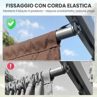 Outsunny Copertura per Gazebo Pergola 4x3 m in Poliestere Traspirante Caffè con 10 Fori di Drenaggio(m-7)