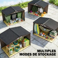Outsunny Abri de jardin 5,4 m² 2,77 x 1,95 x 1,92 m kit de fondation porte coulissante ventilations acier galvanisé, marron(m-7)