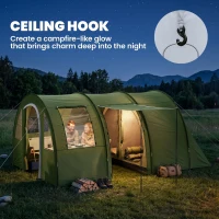 Outsunny 4 Man Camping Tent with 2 Room, Floor and Carry Bag - Green(m-5)