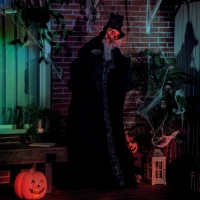 Outsunny Halloween-Dekoration Gespenst Bräutigam mit Spezialeffekten und Soundfunktion 115 cm x 65 cm x 189 cm(m-10)