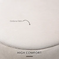 HOMCOM Set of 2 Round Ottoman with Storage, Fabric Vanity Stool for Makeup, Footrest Stool with Removable Lid for Living Room & Bedroom, Cream White(m-6)