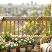 Outsunny Enrejado de Jardín de Madera Extensible Soporte para Plantas Trepadoras Rosas y Parra 180x60 cm Marrón Claro(m-10)
