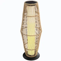Outsunny Lanterne Solaire Extérieure en Résine Tressée avec Capteur de Lumière, pour Jardin Patio, 26x26x68cm, Sable(m-1)