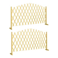 Outsunny Set de 2 Paneles de Vallas de Jardín Exterior Extensibles de Madera para Decoración Terraza 180x30x103 cm Natural(m-1)