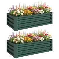 Outsunny Set of Two 110 x 65cm Steel Planter Boxes - Green(m-11)