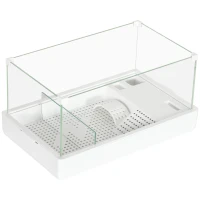 PawHut Acvariu pentru țestoase cu filtru pe 3 niveluri și panouri din sticlă și ABS, 51x31x25,5 cm, alb(m-12)