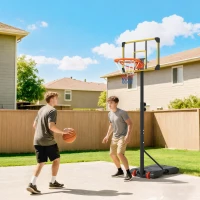 SPORTNOW Height Adjustable Basketball Hoop and Stand with Firm Backboard and Weighted Base, Portable Wheels, Yellow(m-10)