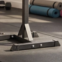 HOMCOM Set 2 Rack Porta Bilanciere in Acciaio, 2 Ganci con Altezza Regolabile, Capacità 150kg, 55x57x105-170cm, Nero(m-9)