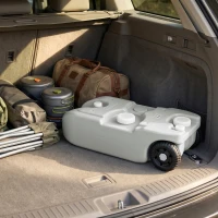 Outsunny Serbatoio per Acqua da Campeggio 40L con Ruote e Maniglia Regolabile, Tubo e Rubinetto Inclusi, Grigio(m-9)