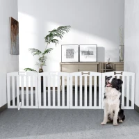PawHut Barrière de sécurité chien barrière pliable pour chien pieds de support pointes antidérapantes 207,5 x 30 x 61 cm blanc(m-11)