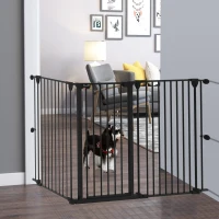 PawHut Cancelletto per Cani Taglia Media a 3 Pannelli con Doppio Sistema di Blocco, 206x90cm, Nero(m-10)