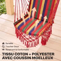 Outsunny Chaise Suspendue hamac de Voyage Respirant Portable dim. 60L x 45l x 55H m Coton Polyester Multicolore(m-5)