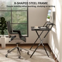 HOMCOM 70 cm Folding Computer Desk with Monitor Shelf - Black(m-6)