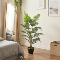 HOMCOM Artificial Fern Topiary Tree, Realistic Artificial Plant in Cement Pot, Fake Plant, 120cm(m-10)