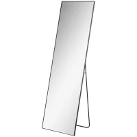HOMCOM Espejo de Pie Cuerpo Entero de Aleación de Aluminio Espejo de Pared con 2 Formas de Uso Rectangular 50x161,5x2 cm Negro(m-12)