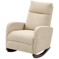 HOMCOM Schaukelstuhl, gepolsterter Schaukelsessel mit Cordstoff, Seitentaschen für Wohnzimmer, Schlafzimmer, Beige(m-11)