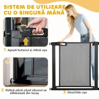 PawHut Poartă Extensibilă pentru Câini cu Presiune, Închidere Automată, Oțel și ABS, 75-82x76 cm, Neagră(m-4)