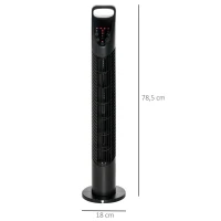 HOMCOM Turmventilator, 3 Modi, leiser Betrieb, Timer, Fernbedienung, 18x78,5cm, Schwarz(m-3)