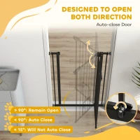 PawHut Extra Tall Pet Gate, Indoor Dog Safety Gate, with Cat Flap, Auto Close, 74-80cm Wide - Black(m-5)