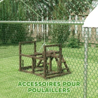 PawHut Aire de jeux en bois, Perchoir en bois pour poule, avec balançoire, échelle, plateformes, 82 x 60 x 55 cm, marron(m-6)