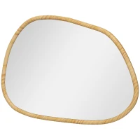 HOMCOM Espejo de Pared Decorativo 70x50 cm con Forma Irregular y Marco de Madera Horizontal o Vertical Natural(m-11)
