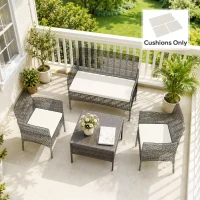 Outsunny Outdoor Seat Cushion Pads for Rattan Furniture, 3 PCs Garden Furniture Cushions, Cream White(m-8)