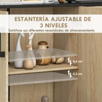 HOMCOM Aparador de Salón Estrecho con 2 Puertas 2 Cajones Estante Ajustable 90x30x75,5 cm Natural y Negro(m-5)