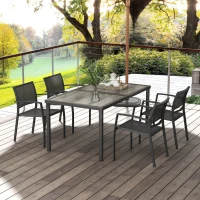 Outsunny Gartenmöbel-Set Gartensitzgruppe, 1 Tisch, 4 Stühle, 150 x 87 x 72 cm, Grau(m-10)