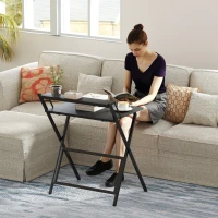 HOMCOM 70 cm Folding Computer Desk with Monitor Shelf - Black(m-9)