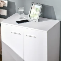 HOMCOM Mobile Sideboard Cabinet, Sideboard Storage Cabinet with 2 Doors and Internal Shelf for Office, 60 x 35 x 65 cm, White(m-10)