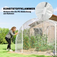 Outsunny Polytunnel-Gewächshaus, begehbares Gewächshaus mit verzinktem Stahlrahmen und UV-beständiger PE-Abdeckung, transparent(m-8)