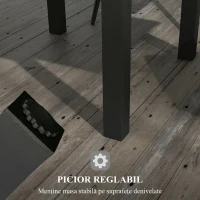 Outsunny Masă de Grădină Extensibilă pentru 4-6 Persoane cu Blat cu Șipci, din Aluminiu, 81/162x80x75 cm, Gri(m-7)