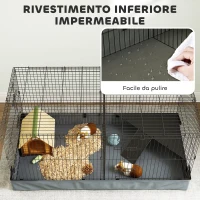 PawHut Gabbia per Animali Piccoli 2 in 1, Coperchio Rimovibile e Sezioni Separate, 121x61x61 cm, Nero(m-6)