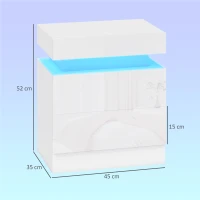 HOMCOM Set 2 Noptiere LED cu 4 Moduri, 2 Sertare, PAL, 45x35x52 cm, Alb Lucios(m-3)