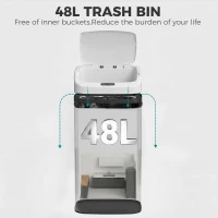 HOMCOM 48L Stainless Steel Sensor Bin - White(m-6)