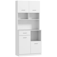 HOMCOM Mobile Dispensa in Legno con Cassetto, 4 Armadietti e 3 Ripiani Aperti, 80x35x180 cm, Bianco(m-1)