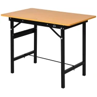HOMCOM 100 cm Foldable Garage Work Bench, Craft Table MDF Workstation, Heavy-duty Steel Frame with Ruler, Protractor(m-1)
