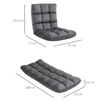 HOMCOM Fotoliu de Podea din Catifea cu Spătar Reglabil până la 180° și Tapițerie Groasă, 55x71x53.5cm, Gri Închis(m-3)