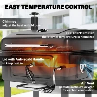 Outsunny Charcoal BBQ Grill with Adjustable Charcoal Pan, Large Barbecue Grill Smoker with Side Tables, Temperature for Outdoor(m-6)
