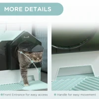 PawHut Hooded Cat Litter Tray w/ Scoop Light Blue(m-7)