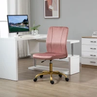 Vinsetto Chaise de bureau fauteuil pivotant 360° ergonomique hauteur réglable revêtement velours  rose et doré(m-10)