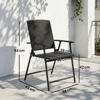 Outsunny Set of Two Folding Rattan Seat Chairs - Black(m-3)