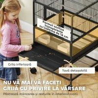PawHut Cușcă pentru Păsări cu Raft Inferior, Vas și Grilă Detașabile, din Oțel și PP, 48x46x83 cm, Negru(m-4)