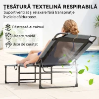 Outsunny Șezlong de Exterior Reglabil 4 Poziții, Scaun Pliabil cu Mâner, Gri.(m-6)