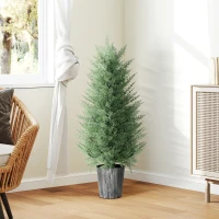 HOMCOM 2er Set Künstliche Zypressenbäume groß 90cm Kunstpflanze, Plastik Künstliche Pflanzen im Topf 15 x 15 x 90 cm Grün(m-9)