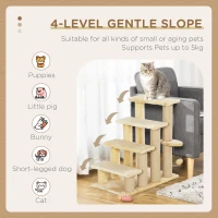 PawHut 4-step Pet Stairs with Scratching Posts, Platforms, Toy Ball, Beige(m-4)
