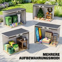 Outsunny Geräteschuppen, mit Lüftungsfenstern, Schiebetüren, verzinkter Stahl, 213 x 130 x 172 cm, Dunkelgrau(m-9)