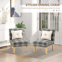 HOMCOM Modern Dining Chairs Set of 2, Accent Chair with Patterned Upholstery, Throw Pillows and Rubber Wood Legs, for Kitchen Living Room, Grey(m-4)