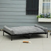PawHut Cama Elevada para Perros y Gatos Cama Cesta para Mascotas Medianas y Grandes con Cojín Desmontable Lavable y Tela de Malla Transpirable 120x80x30 cm Gris(m-10)